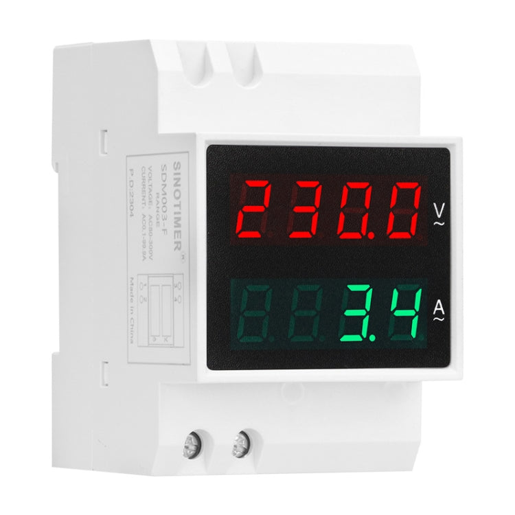 SINOTIMER SDM003-F 4 Digits Display DIN-Rail Single Phase AC Dual Display Voltage And Current Meter - Current & Voltage Tester by SINOTIMER | Online Shopping South Africa | PMC TechLife | Buy Now Pay Later Mobicred