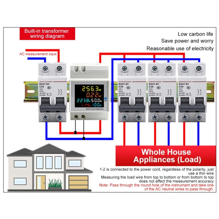 SINOTIMER SDM009 Din Rail Single-Phase Voltage Current Frequency Power Factor Electricity Multifunctional Meter, Model: AC250-450V Built-In - Current & Voltage Tester by SINOTIMER | Online Shopping South Africa | PMC TechLife | Buy Now Pay Later Mobicred
