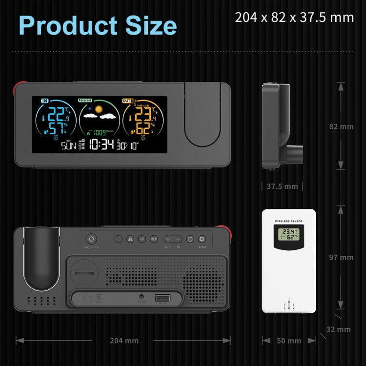 Perpetual Calendar Weather Forecast Color Screen Digital Display Projection Clock(USB) - Novelty Clock by PMc TechLife | Online Shopping South Africa | PMc TechLife | Buy Now Pay Later Mobicred