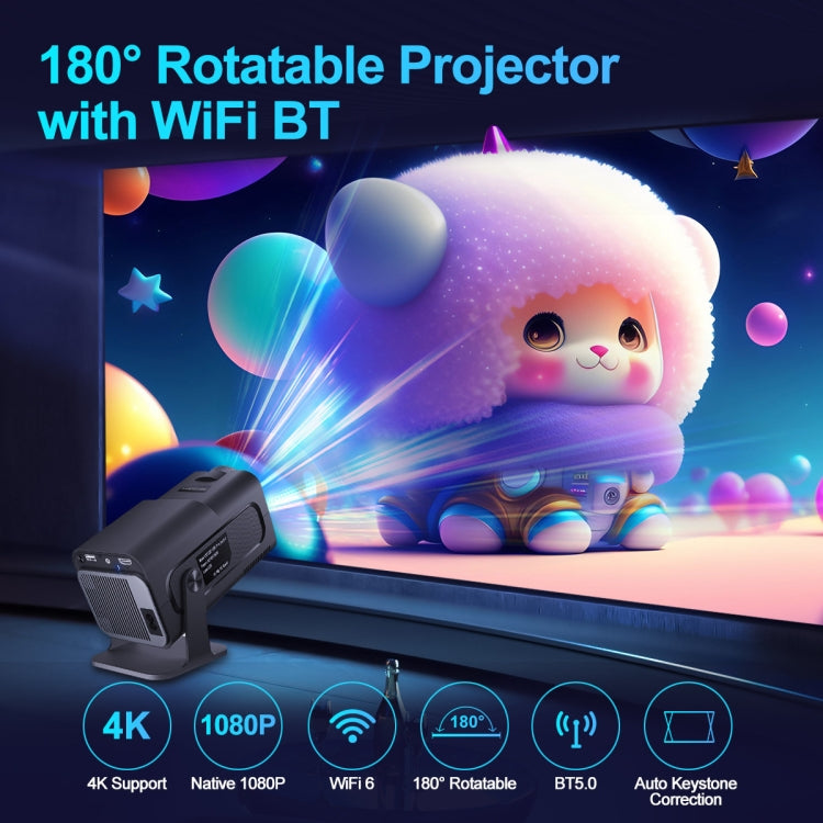 HY320 1080P 390ANSI 4K Android 11 Projector With Wifi 6 Bluetooth 5.0 Support Miracast / Airplay / DLNA UK Plug - LED Projector by PMC TechLife | Online Shopping South Africa | PMC TechLife | Buy Now Pay Later Mobicred