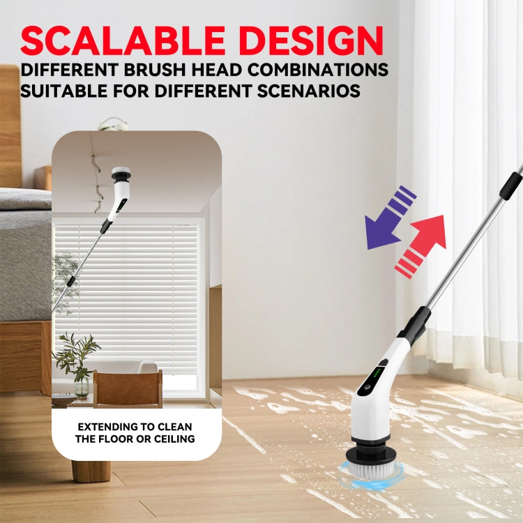 Cordless Electric Spin Scrubber Extension Handle with 7 Replacement Heads(White) - free shipping - PMc TechLife - Order now!