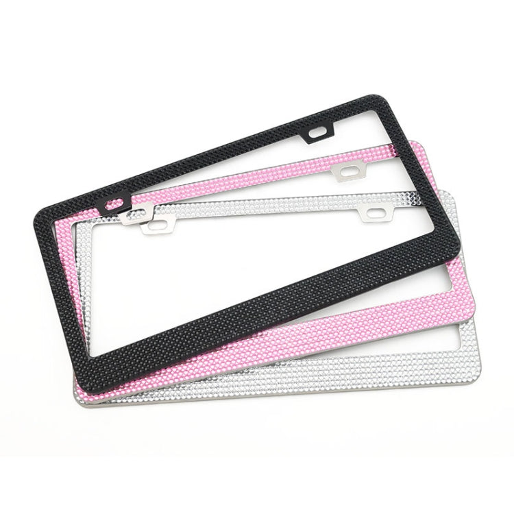 US Standard Stainless Steel License Plate Modified Frame With Diamonds, Color: Square Hole Black Diamond - License Plate Covers & Frames by PMC TechLife | Online Shopping South Africa | PMC TechLife | Buy Now Pay Later Mobicred