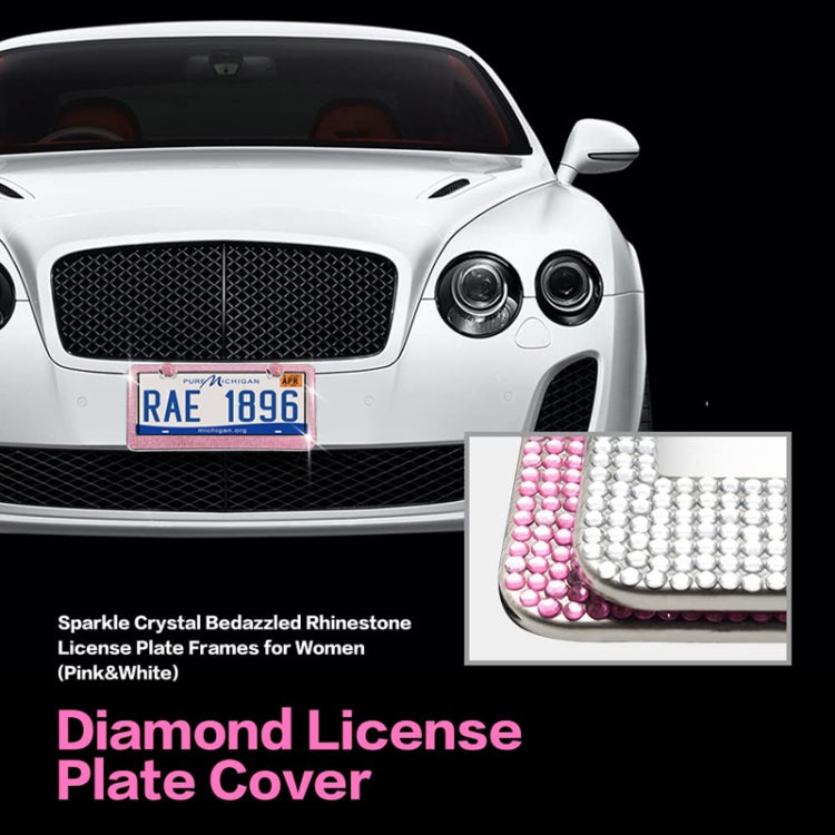 US Standard Stainless Steel License Plate Modified Frame With Diamonds, Color: Square Hole Black Diamond - License Plate Covers & Frames by PMC TechLife | Online Shopping South Africa | PMC TechLife | Buy Now Pay Later Mobicred