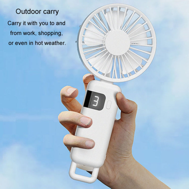 Portable Digital Display Hanging Neck Mute Small Fan USB Charging Handheld Foldable Fan(Pink) - Electric Fans by PMC TechLife | Online Shopping South Africa | PMC TechLife | Buy Now Pay Later Mobicred