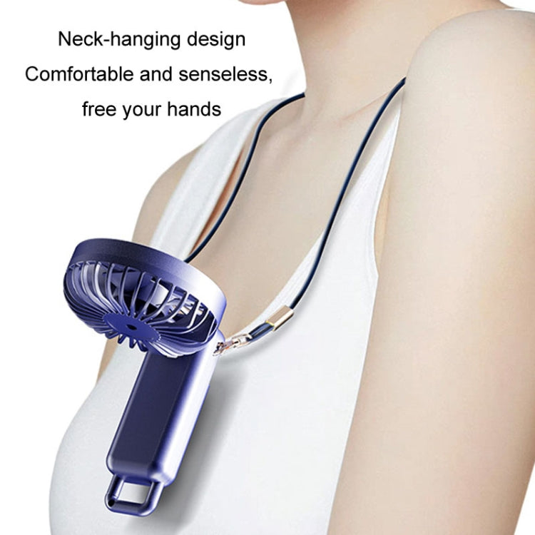 Portable Digital Display Hanging Neck Mute Small Fan USB Charging Handheld Foldable Fan(Blue) - Electric Fans by PMC TechLife | Online Shopping South Africa | PMC TechLife | Buy Now Pay Later Mobicred