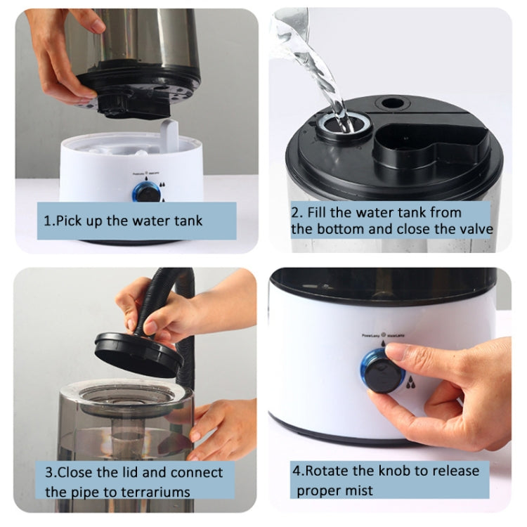 4L Reptile Humidifier Fogger Cool Mist Fog Mister with Tube for Tortoise Habita EU Plug - Air Purifier by PMC TechLife | Online Shopping South Africa | PMC TechLife | Buy Now Pay Later Mobicred