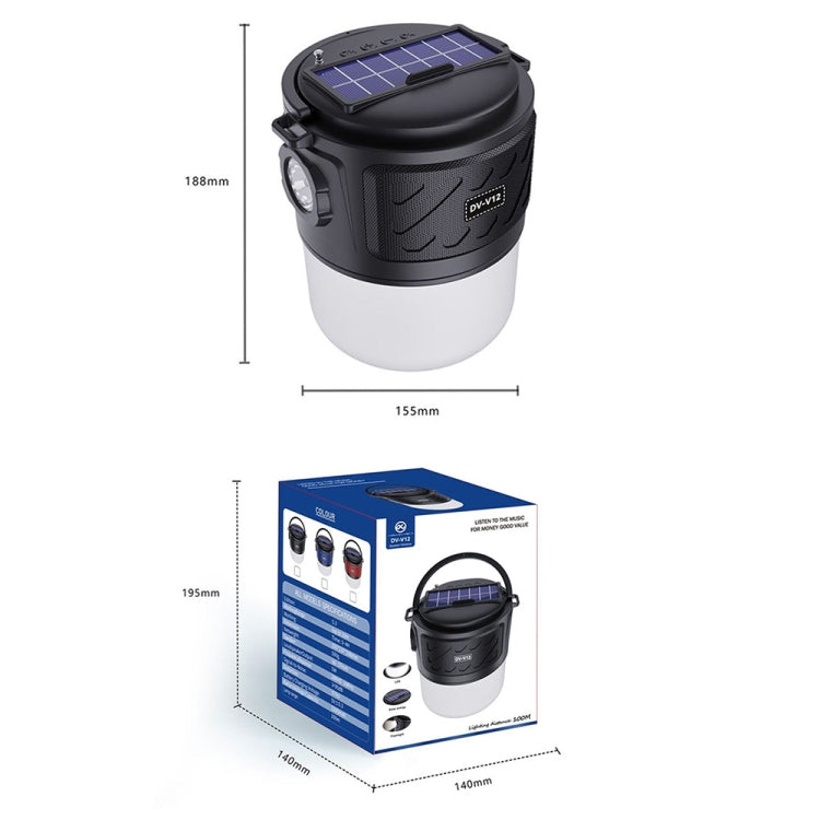 DV-V12 Outdoor Solar Camping Light FM Card Bluetooth Speaker(Blue) - Camping Lighting by PMc TechLife | Online Shopping South Africa | PMc TechLife | Buy Now Pay Later Mobicred