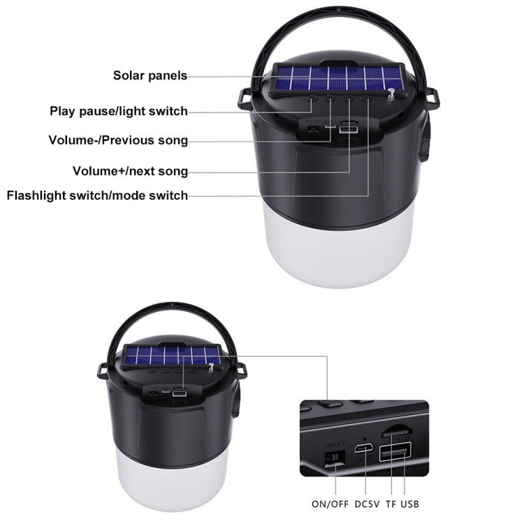 DV-V12 Outdoor Solar Camping Light FM Card Bluetooth Speaker(Blue) - Camping Lighting by PMc TechLife | Online Shopping South Africa | PMc TechLife | Buy Now Pay Later Mobicred