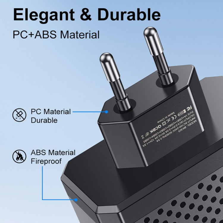 6-Ports Multifunctional Quick Charging USB Travel Charger Power Adapter, Model: Black UK Plug - USB Charger by PMC Jewellery | Online Shopping South Africa | PMC Jewellery | Buy Now Pay Later Mobicred