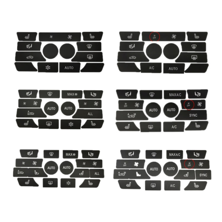 For BMW 5 Series/7 Series/X5/C6/F10/F01/F15 Air Conditioning Button Repair Sticker, Style: B 14pcs With OFF - Decorative Sticker by PMC TechLife | Online Shopping South Africa | PMC TechLife | Buy Now Pay Later Mobicred