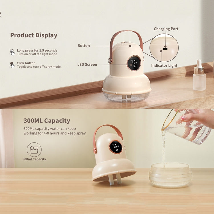 ICARER FAMILY IF-JS01 USB Charging Desktop Night Light Dual-spray Humidifier, Color: Beige (Digital) - free shipping - PMC TechLife - Order now!