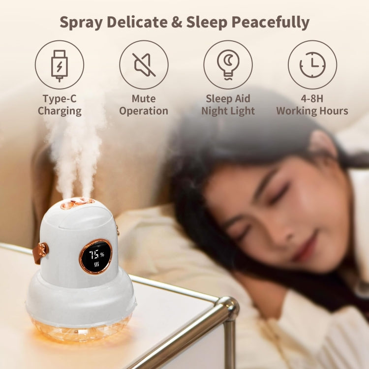 ICARER FAMILY IF-JS01 USB Charging Desktop Night Light Dual-spray Humidifier, Color: Beige (Digital) - free shipping - PMC TechLife - Order now!