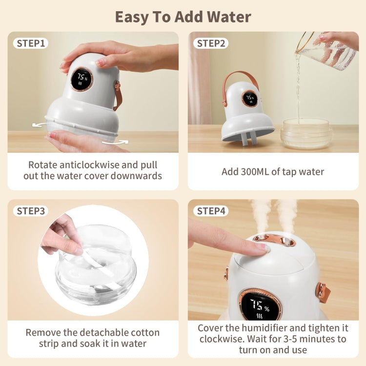 ICARER FAMILY IF-JS01 USB Charging Desktop Night Light Dual-spray Humidifier, Color: Beige (Digital) - free shipping - PMC TechLife - Order now!