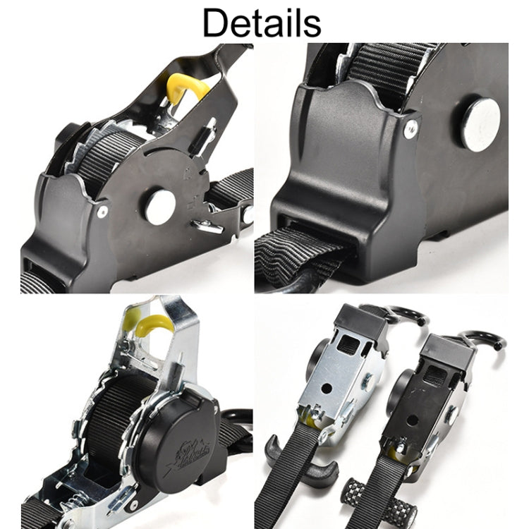 Auto Retract Tensioner Automobile And Motorcycle Cargo Fixing Straps(Black) - Towing Bars by PMC TechLife | Online Shopping South Africa | PMC TechLife | Buy Now Pay Later Mobicred