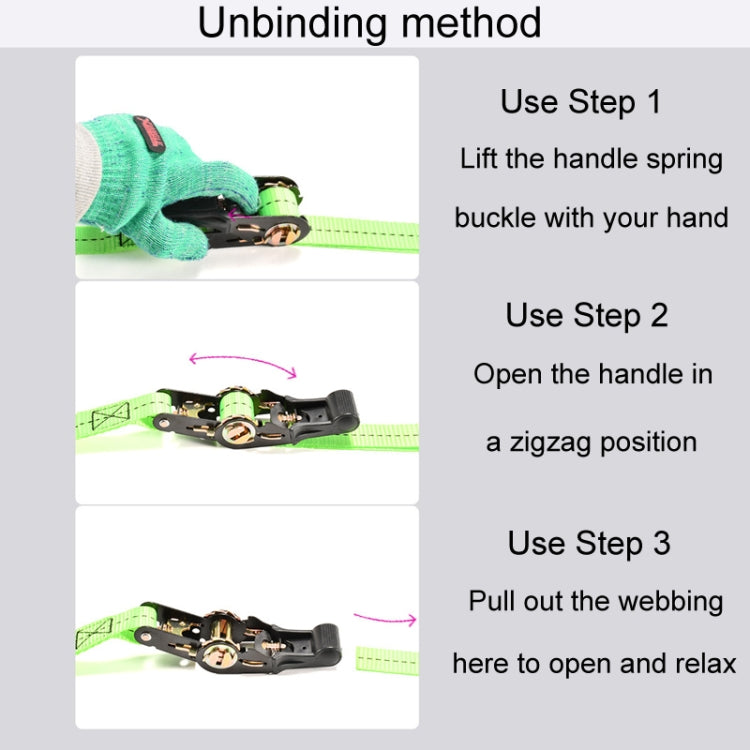Motorcycle Ratchet Tensioner Cargo Bundling And Luggage Fixing Straps, Specification: Fluorescent Green 3m - Towing Bars by PMC TechLife | Online Shopping South Africa | PMC TechLife | Buy Now Pay Later Mobicred