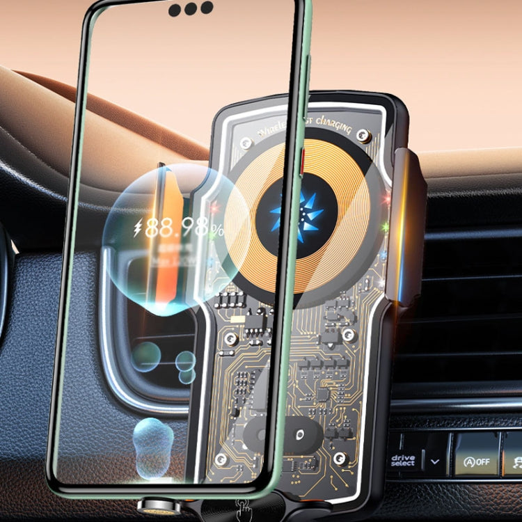 Car Magsafe Wireless Charger Transparent Induction 120W Fast Charging Universal Mobile Phone Bracket(Black) - Wireless Charger Holders by PMC TechLife | Online Shopping South Africa | PMC TechLife