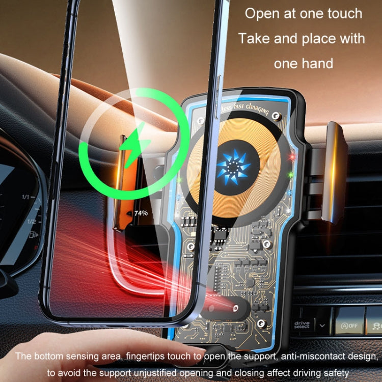 Car Magsafe Wireless Charger Transparent Induction 120W Fast Charging Universal Mobile Phone Bracket(Black) - Wireless Charger Holders by PMC TechLife | Online Shopping South Africa | PMC TechLife