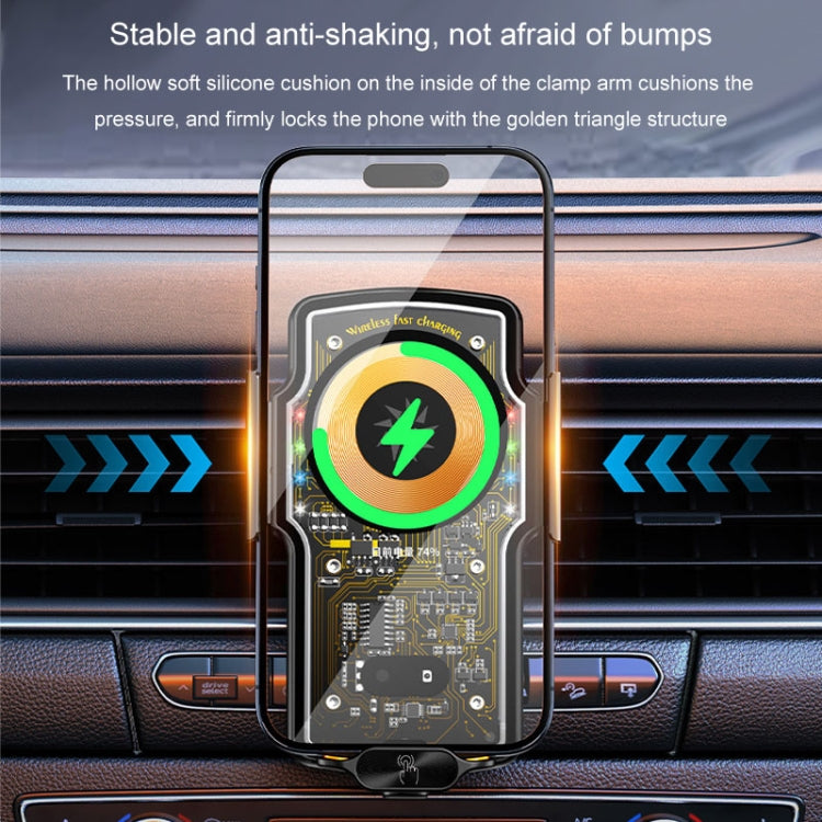 Car Magsafe Wireless Charger Transparent Induction 120W Fast Charging Universal Mobile Phone Bracket(Black) - Wireless Charger Holders by PMC TechLife | Online Shopping South Africa | PMC TechLife