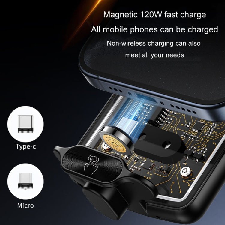 Car Magsafe Wireless Charger Transparent Induction 120W Fast Charging Universal Mobile Phone Bracket(Black) - Wireless Charger Holders by PMC TechLife | Online Shopping South Africa | PMC TechLife