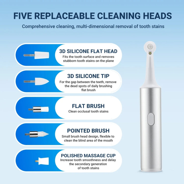 5 In 1 Electric Tooth Polisher USB Rechargeable Dental Scaler Toothbrush(M15 Silver) - Teeth Whitening by PMC TechLife | Online Shopping South Africa | PMC TechLife | Buy Now Pay Later Mobicred