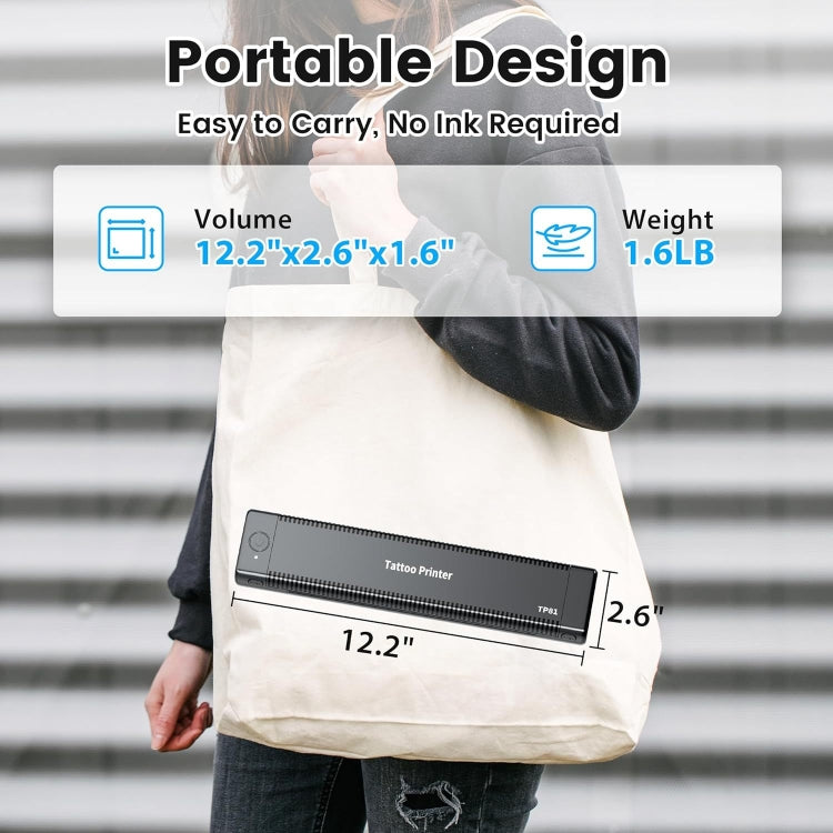 Phomemo TP81 A4 Wireless Thermal Printer Tattoo Template Printer(Black) - free shipping - PMC TechLife - Order now!