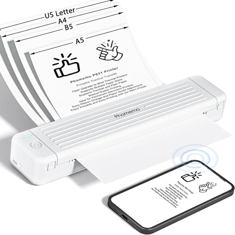 Phomemo P831 Bluetooth Portable Thermal Transfer Printer Support A4 / Letter / A5 / B5 Plain Paper Printing(Green) - free shipping - PMC TechLife - Order now!