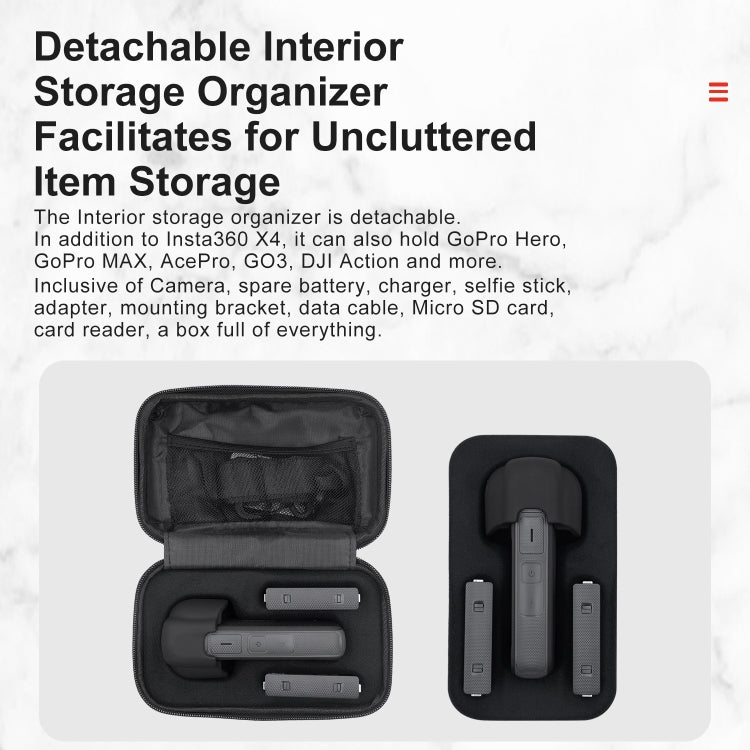 For Insta360 X5 / X4 aMagisn Storage Bag Hard Shell Protective Case(Gray) - free shipping - PMC TechLife - Order now!