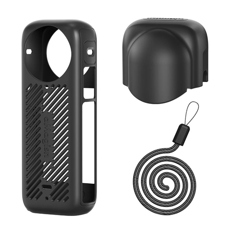For Insta360 X4 AMagisn Silicone Protective Cover Body Case + Lens Cover Black - Case & Bags by aMagisn | Online Shopping South Africa | PMC TechLife | Buy Now Pay Later Mobicred