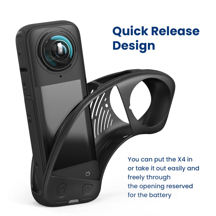 For Insta360 X4 AMagisn Silicone Protective Cover Body Case Black - free shipping - PMC TechLife - Order now!