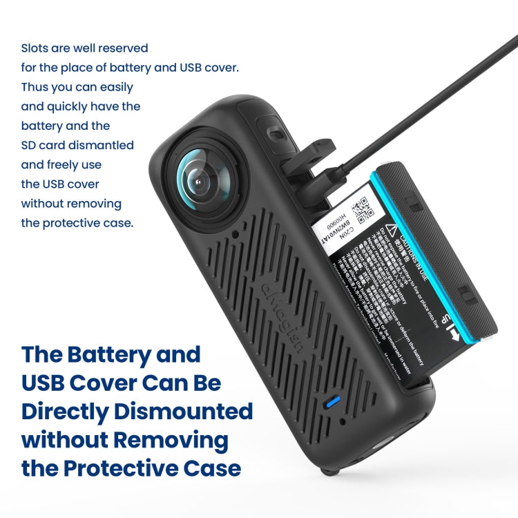 For Insta360 X4 AMagisn Silicone Protective Cover Body Case Black - free shipping - PMC TechLife - Order now!