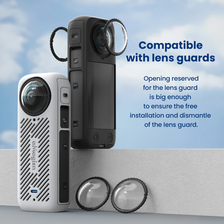 For Insta360 X4 AMagisn Silicone Protective Cover Lens Cover Black - Case & Bags by aMagisn | Online Shopping South Africa | PMC TechLife | Buy Now Pay Later Mobicred