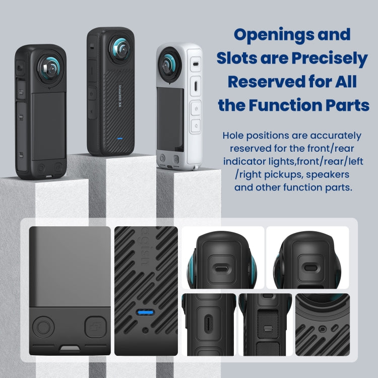 For Insta360 X4 AMagisn Silicone Protective Cover Body Case + Lens Cover Gray - Case & Bags by aMagisn | Online Shopping South Africa | PMC TechLife | Buy Now Pay Later Mobicred