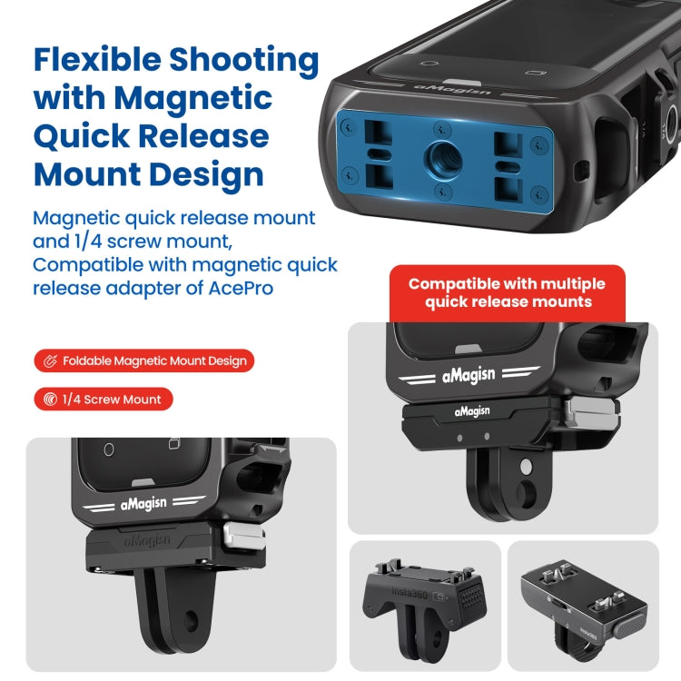 For Insta360 X4 aMagisn Metal Protective Housing Frame Quick Release Version - free shipping - PMC TechLife - Order now!