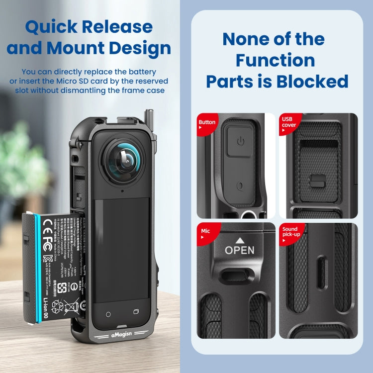 For Insta360 X4 aMagisn Metal Protective Housing Frame Quick Release Version - free shipping - PMC TechLife - Order now!