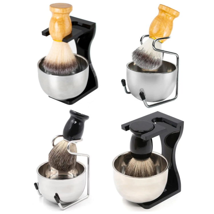 3pcs /Set Men Foam Manual Wooden Handle Beard Brush Set, Color: Nylon Wool Silver - Shavers & Accessories by PMC TechLife | Online Shopping South Africa | PMC TechLife | Buy Now Pay Later Mobicred