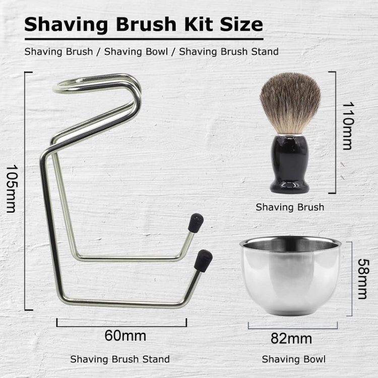 3pcs /Set Men Foam Manual Wooden Handle Beard Brush Set, Color: Nylon Wool Black - Manual Razor by PMC TechLife | Online Shopping South Africa | PMC TechLife | Buy Now Pay Later Mobicred