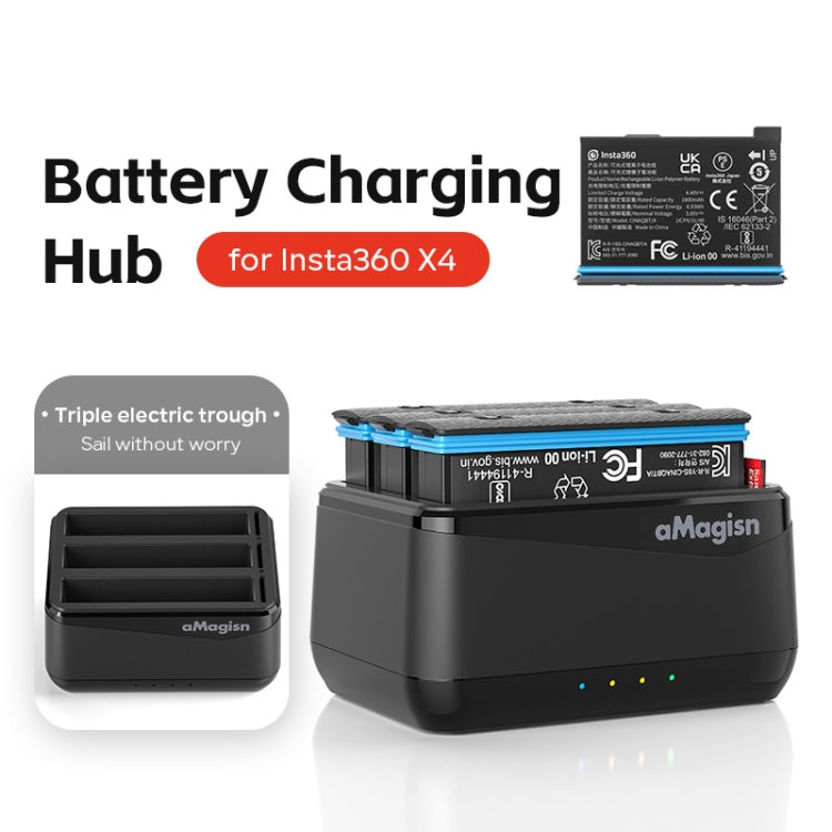 For Insta360 X4 AMagisn Battery Charger Charging Seat Camera Accessories - free shipping - PMC TechLife - Order now!