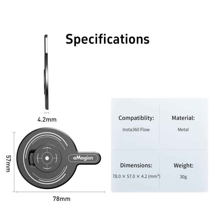 For Insta360 Flow aMagisn Gimbal Magnetic Adapter MagSafe Sports Camera Accessories - Others by aMagisn | Online Shopping South Africa | PMC TechLife | Buy Now Pay Later Mobicred