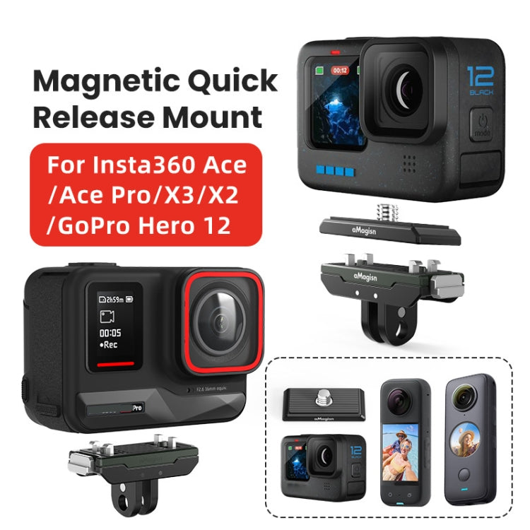 AMagisn Metal Magnetic Quick Release + Top Cover, For Insta360 Ace / Ace Pro / X3 / X2 / GoPro HERO12 Black - Mount & Holder by aMagisn | Online Shopping South Africa | PMC TechLife | Buy Now Pay Later Mobicred