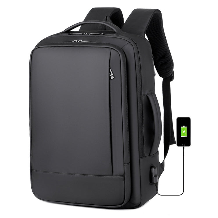 Expandable Business Waterproof Laptop Backpack With USB Port(Black) - Backpack by PMC Jewellery | Online Shopping South Africa | PMC Jewellery | Buy Now Pay Later Mobicred