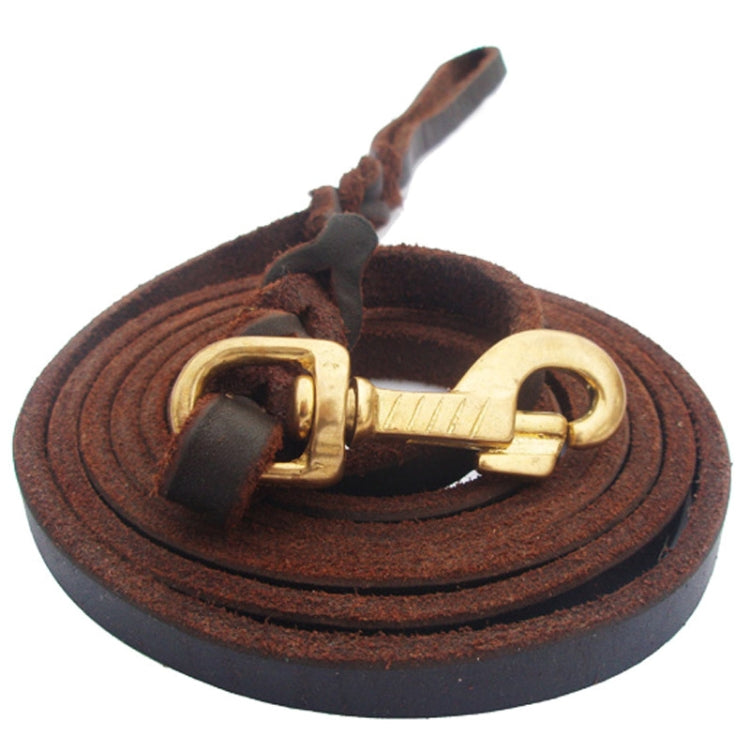 1.2 x 250cm Pet Outing Cowhide Towing Leash Dog Training Harness(Bronze Hook) - Leashes & Chest Strap by PMC TechLife | Online Shopping South Africa | PMC TechLife | Buy Now Pay Later Mobicred