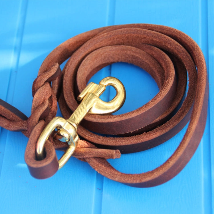 1.2 x 150cm Pet Outing Cowhide Towing Leash Dog Training Harness(Bronze Hook) - Leashes & Chest Strap by PMC TechLife | Online Shopping South Africa | PMC TechLife | Buy Now Pay Later Mobicred