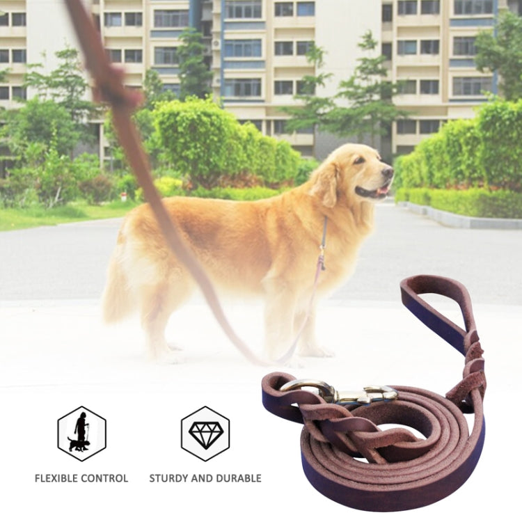 1.2 x 200cm Pet Outing Cowhide Towing Leash Dog Training Harness(Bronze Hook) - Leashes & Chest Strap by PMC TechLife | Online Shopping South Africa | PMC TechLife | Buy Now Pay Later Mobicred