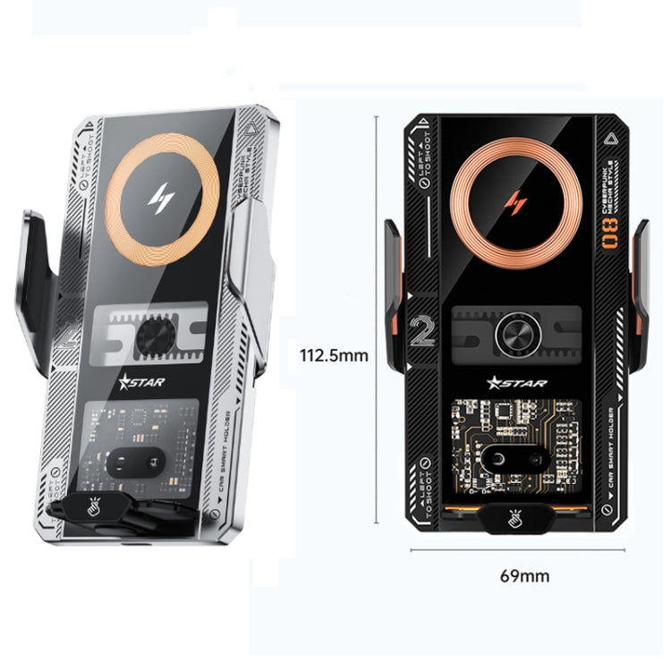 15W QI Protocol Wireless Car Charger Smart Induction Phone Holder(Black) - Wireless Charger Holders by PMC TechLife | Online Shopping South Africa | PMC TechLife | Buy Now Pay Later Mobicred