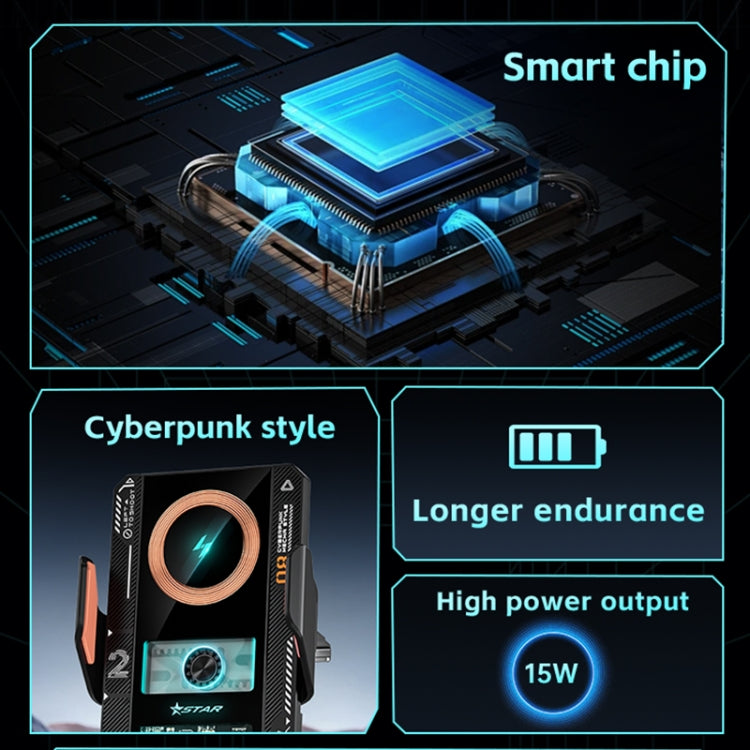 15W QI Protocol Wireless Car Charger Smart Induction Phone Holder(Black) - Wireless Charger Holders by PMC TechLife | Online Shopping South Africa | PMC TechLife | Buy Now Pay Later Mobicred