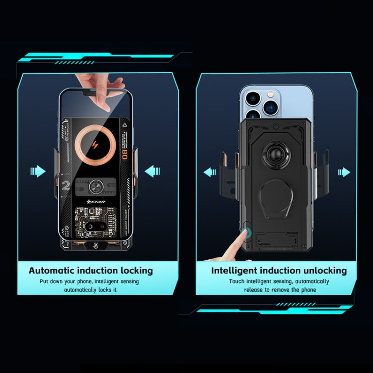 15W QI Protocol Wireless Car Charger Smart Induction Phone Holder(Black) - Wireless Charger Holders by PMC TechLife | Online Shopping South Africa | PMC TechLife | Buy Now Pay Later Mobicred