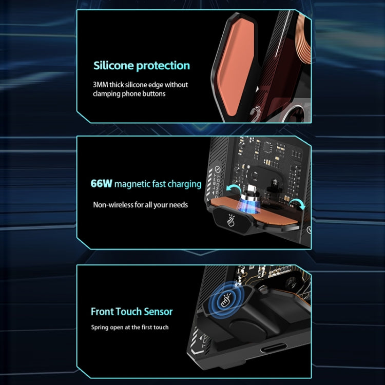 15W QI Protocol Wireless Car Charger Smart Induction Phone Holder(Black) - Wireless Charger Holders by PMC TechLife | Online Shopping South Africa | PMC TechLife | Buy Now Pay Later Mobicred