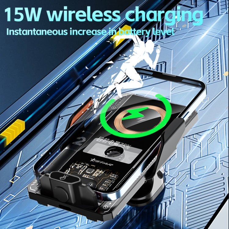 15W QI Protocol Wireless Car Charger Smart Induction Phone Holder(Black) - Wireless Charger Holders by PMC TechLife | Online Shopping South Africa | PMC TechLife | Buy Now Pay Later Mobicred