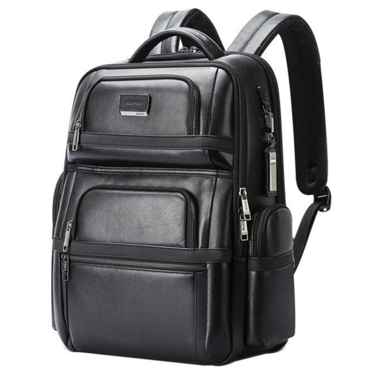 Bopai 61-17311 Large-capacity First-layer Cowhide Laptop Backpack With USB+Type-C Port(Plain) - free shipping - PMc TechLife - Order now!