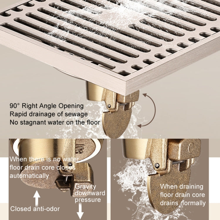 All Copper Brushed Anti-Odor Floor Drain Gravity Copper Core Bathroom Floor Drain, Specification: Square Fine Sculpture Dual Use - Drain Strainers by PMc TechLife | Online Shopping South Africa | PMc TechLife | Buy Now Pay Later Mobicred